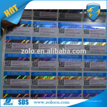 Private Lable Laser Label Barcode Scanner Segurança 3d Hologram Sticker